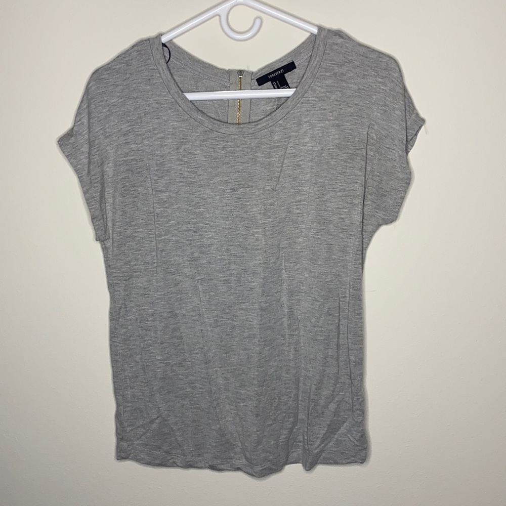Gray shirt with zipper back